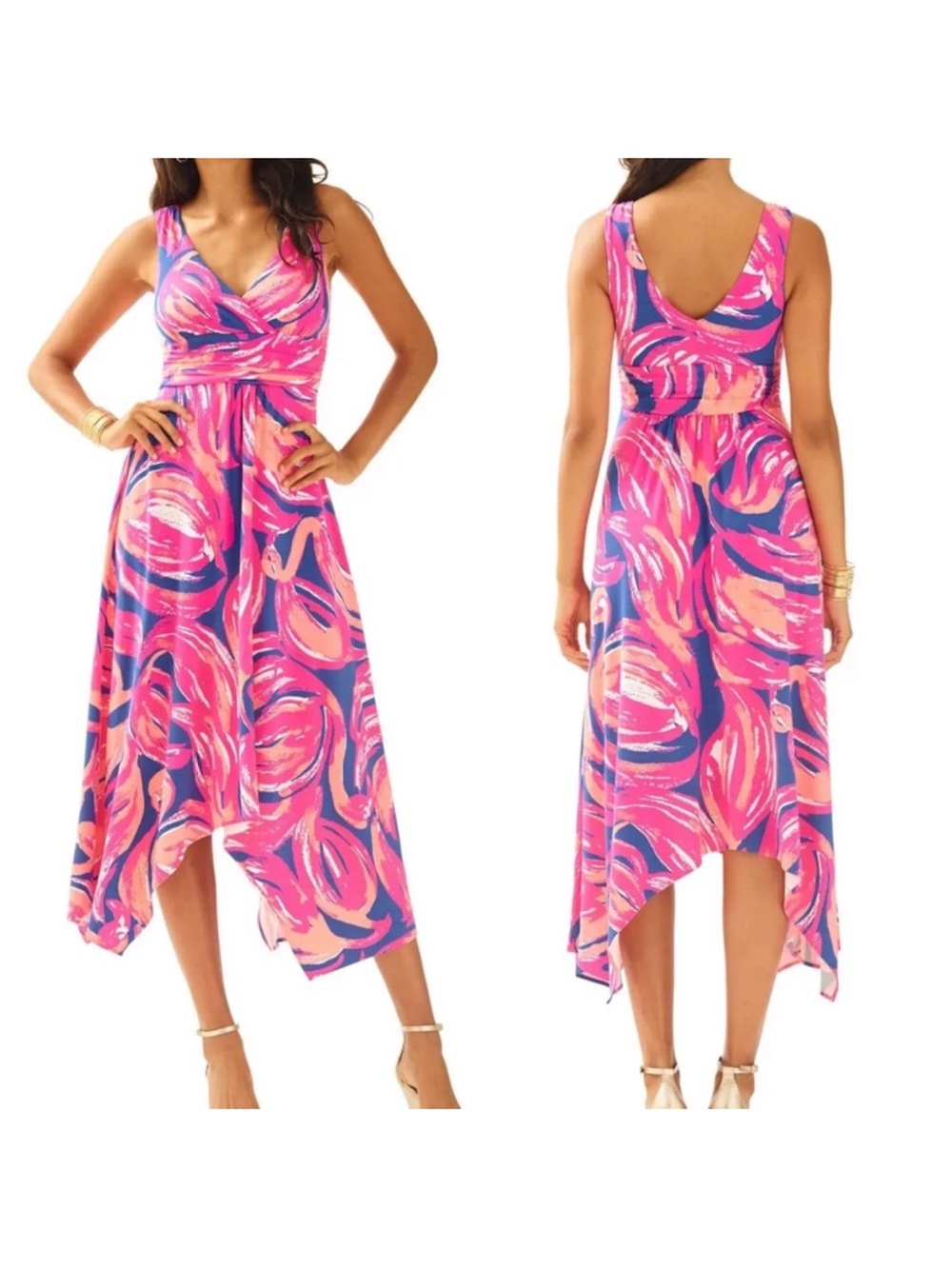 Lilly‎ Pulitzer Sloane jersey midi dress handkerchief hem XXS